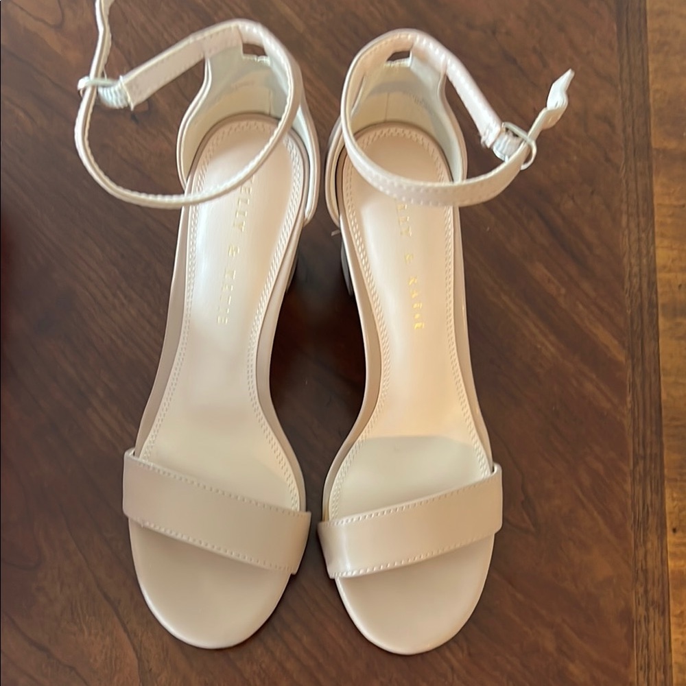 Kelly & Katie Cream Heeled Sandals with Ankle Strap